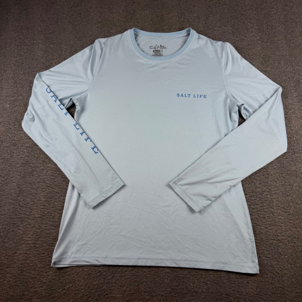 Salt Life SLX UVapor Shirt Mens XL Blue Long Sleeve Fishing Graphic SLJ6041